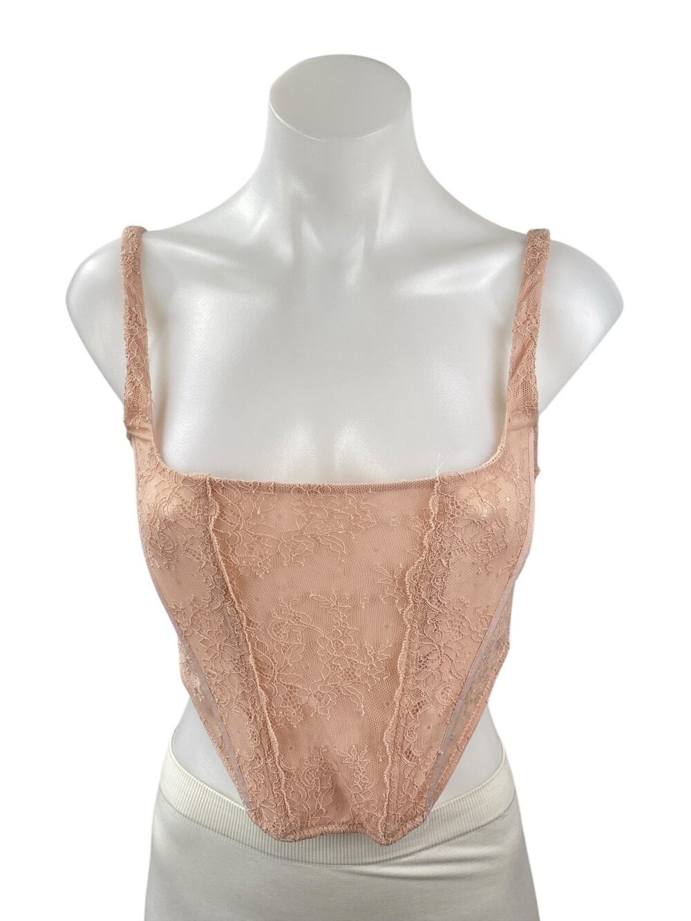 Urban Outfitters Out From Under Peach Lace Corset Bustier Longline Crop Top M